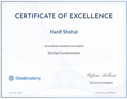 DevOps Cirtificate of Hanif Shohal