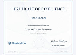 Docker certificate of Hanif Shohal